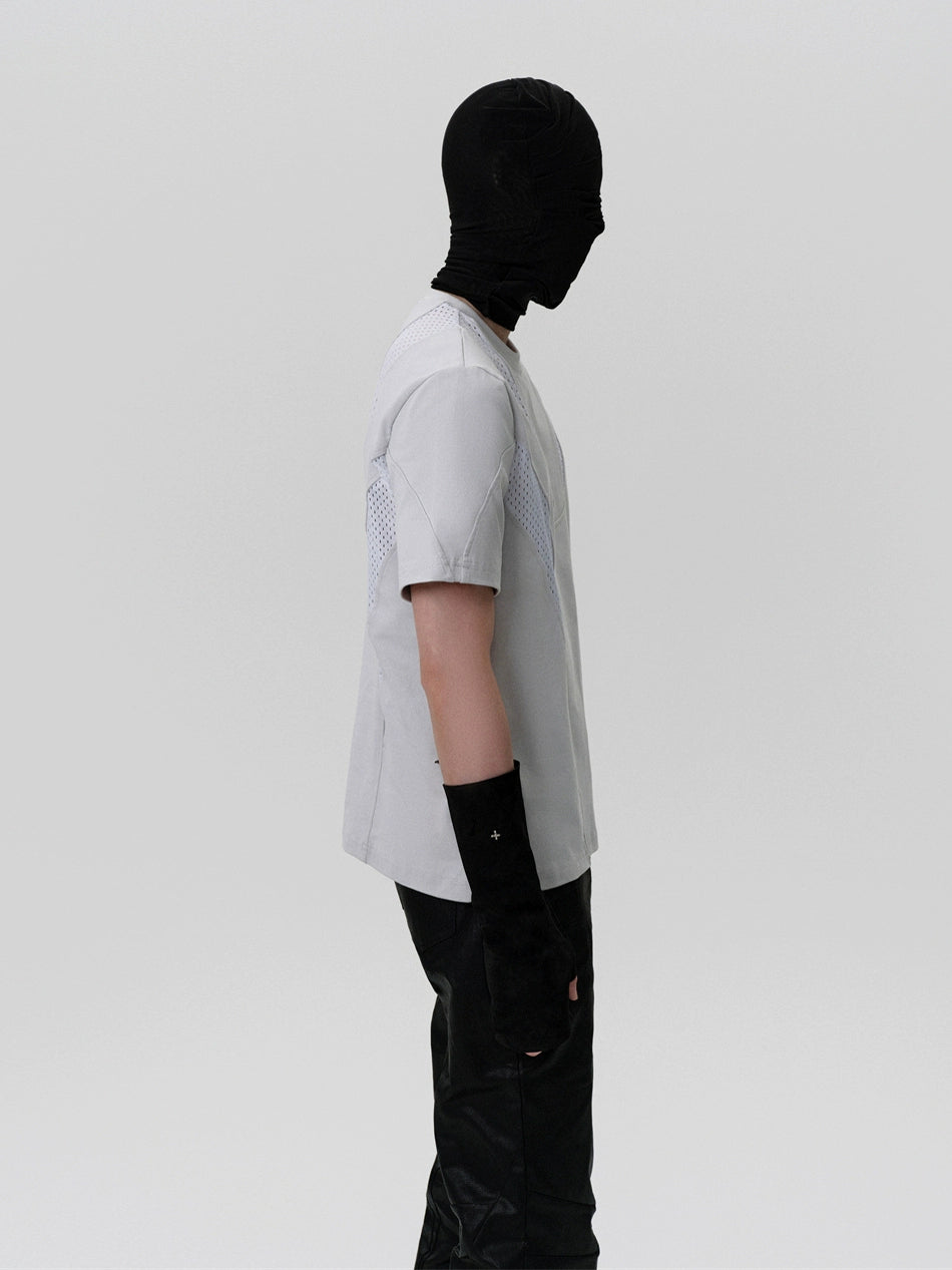 FRKM SCD Mesh Stitching Deconstructed Short-Sleeved T-Shirt- DUSTIN.