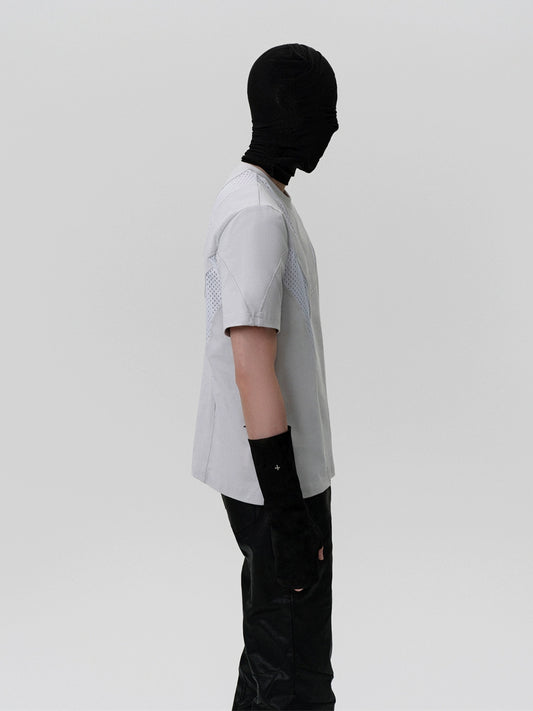FRKM SCD Mesh Stitching Deconstructed Short-Sleeved T-Shirt- DUSTIN.