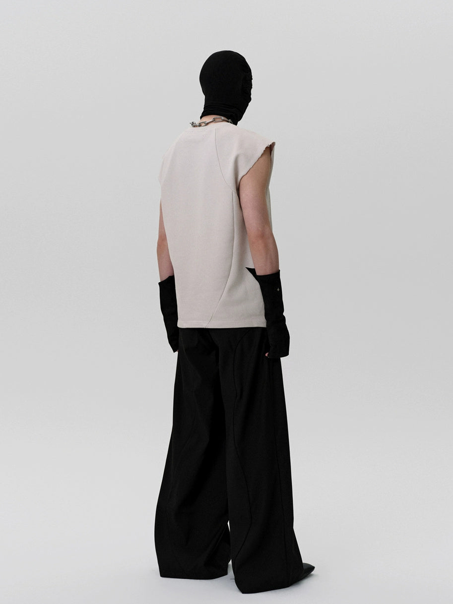 FRKM SCD Handmade Air Eye Bound Black Loose Wide-Leg Pants- ERNEST.