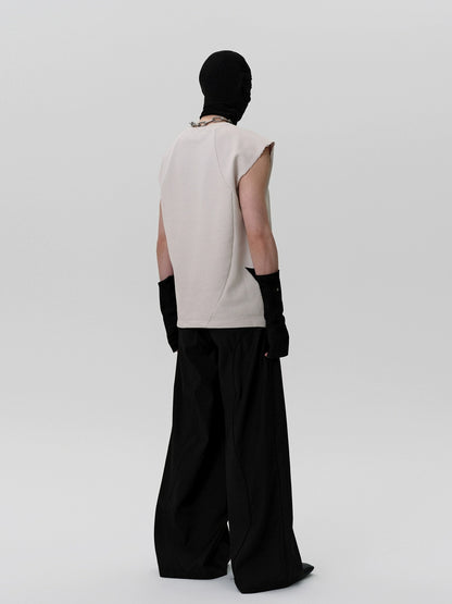 FRKM SCD Handmade Air Eye Bound Black Loose Wide-Leg Pants- ERNEST.