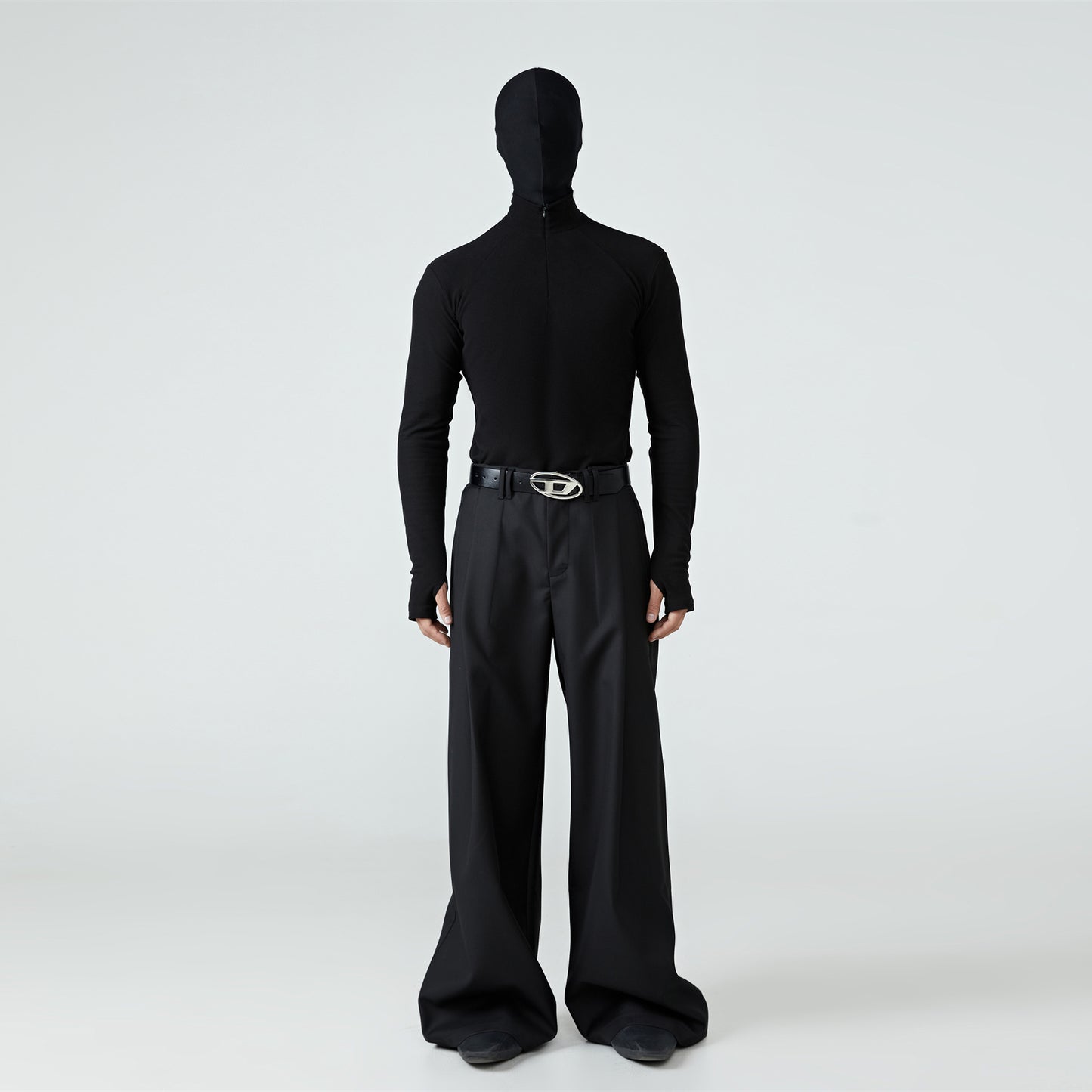 FRKM SCD Velvet Long Sleeve Black Slim Fit Half-Neck Top - JOHN.