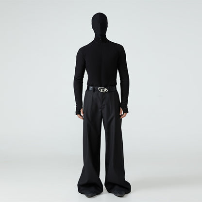 FRKM SCD Velvet Long Sleeve Black Slim Fit Half-Neck Top - JOHN.