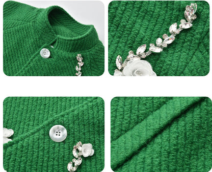 JIECHI loose woolen embroidered applique jacket  - NILE.