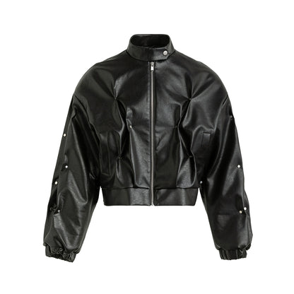 FRKM SCD Handmade Rivet Inlay Pinch Pleating Leather Pants Jacket- BAR.