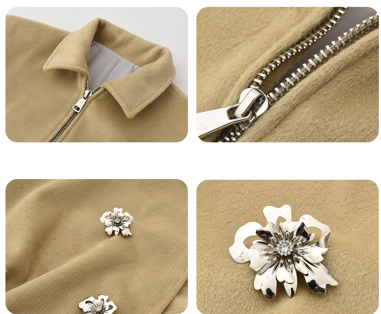 JIECHI shawl loose woolen wrap floral brooch coat - MORRIS.