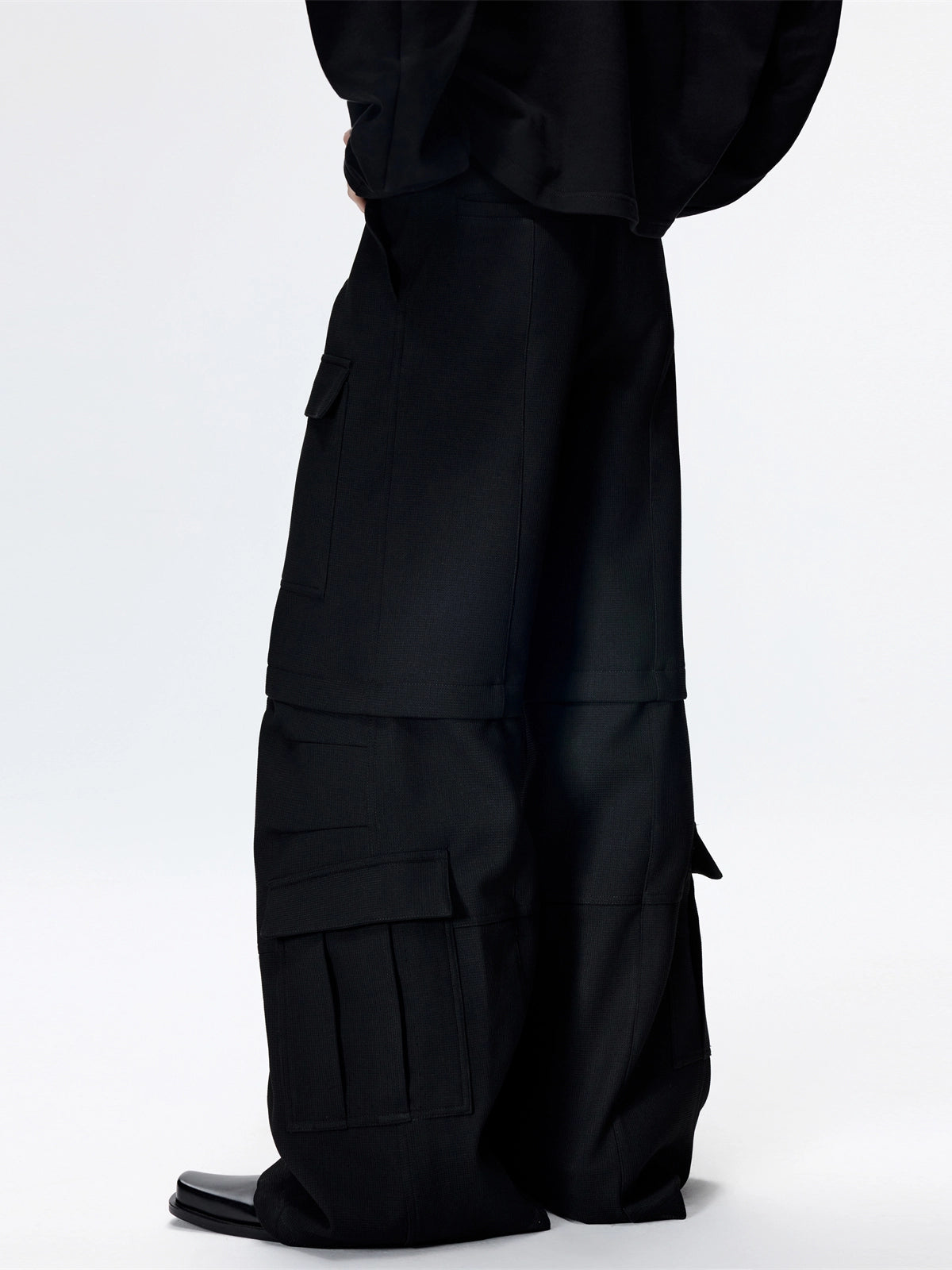 FRKM SCD multi-pocket A-line fit loose casual wide-leg cargo pants - QING.