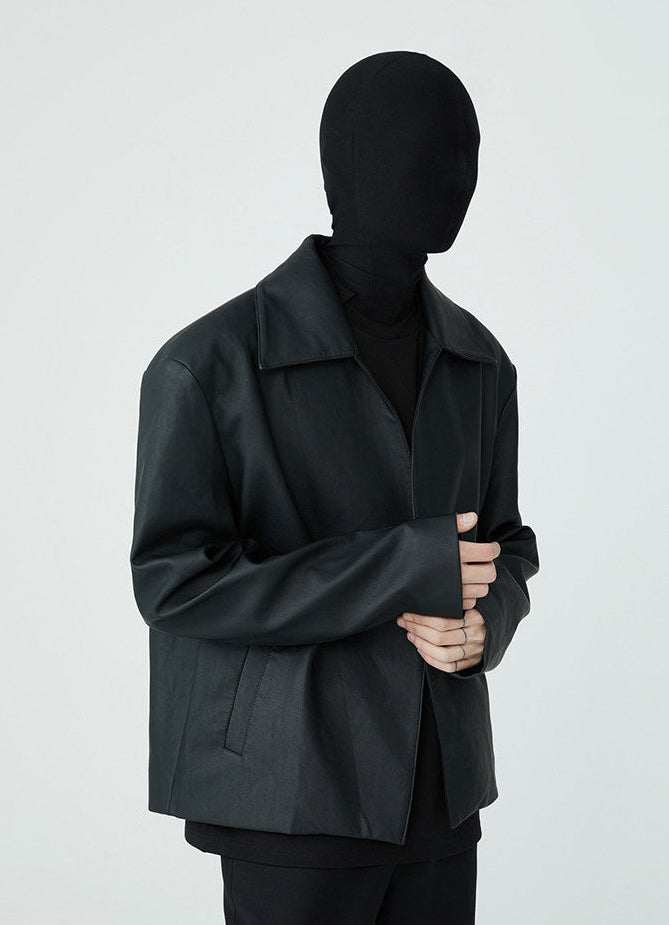 FRKM SCD SS Buckle Minimalist PU Leather Black Slim Fit Jacket - ISAAC.