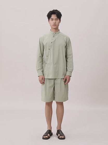 OWNLIFE stand-up collar shirt and shorts set - DECLAN.