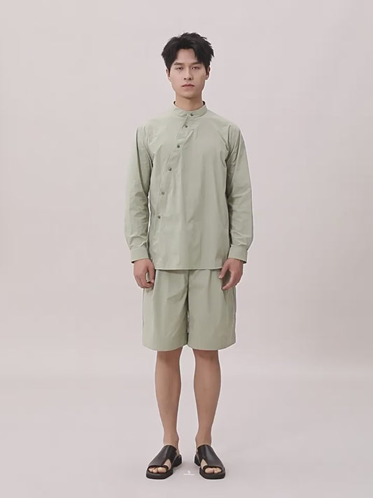 OWNLIFE stand-up collar shirt and shorts set - DECLAN.