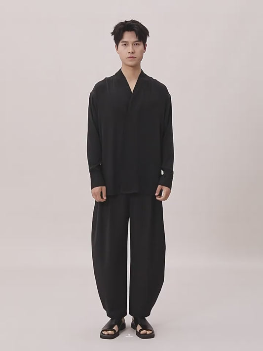 OWNLIFE Relaxed wool wide leg pants - FRAY.